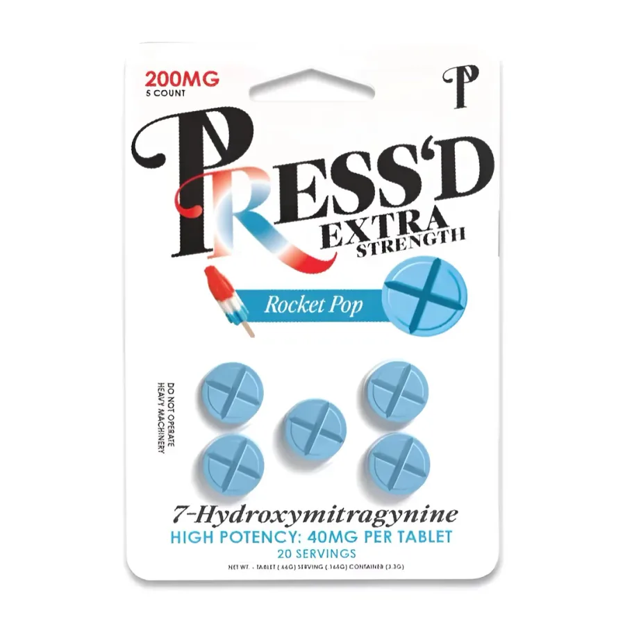 Press’d Extra Strength Rocket Pop 7-OH tablets, 200 mg pack
