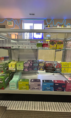 Nicotine pouch display case with Zyn, G-Pulse, and other brands at Cub River